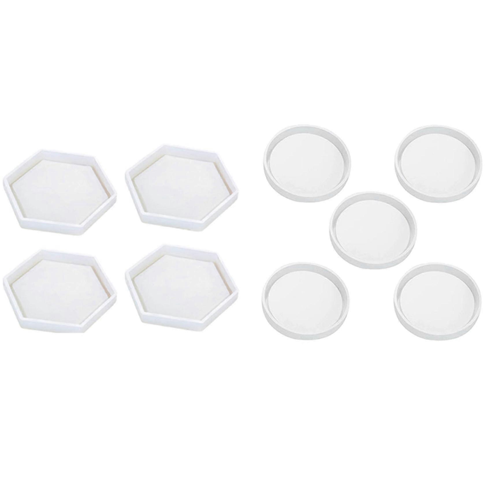Clear Epoxy Molds for Casting with Resin, Concrete, Cement & Polymer Clay - 8 Pcs Hexagon & Other Shapes