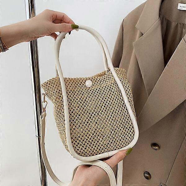 Women's shoulder bag, made of straw, suitable for multiple scenarios