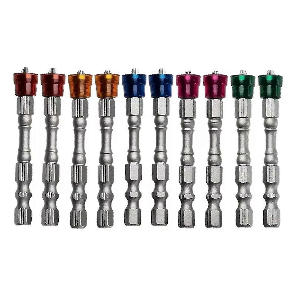10pcs Screwdriver Drill Bit with Magnetic Bit 1/4 Inch Hex Handle Electric Drill Tool Attachment Single Head
