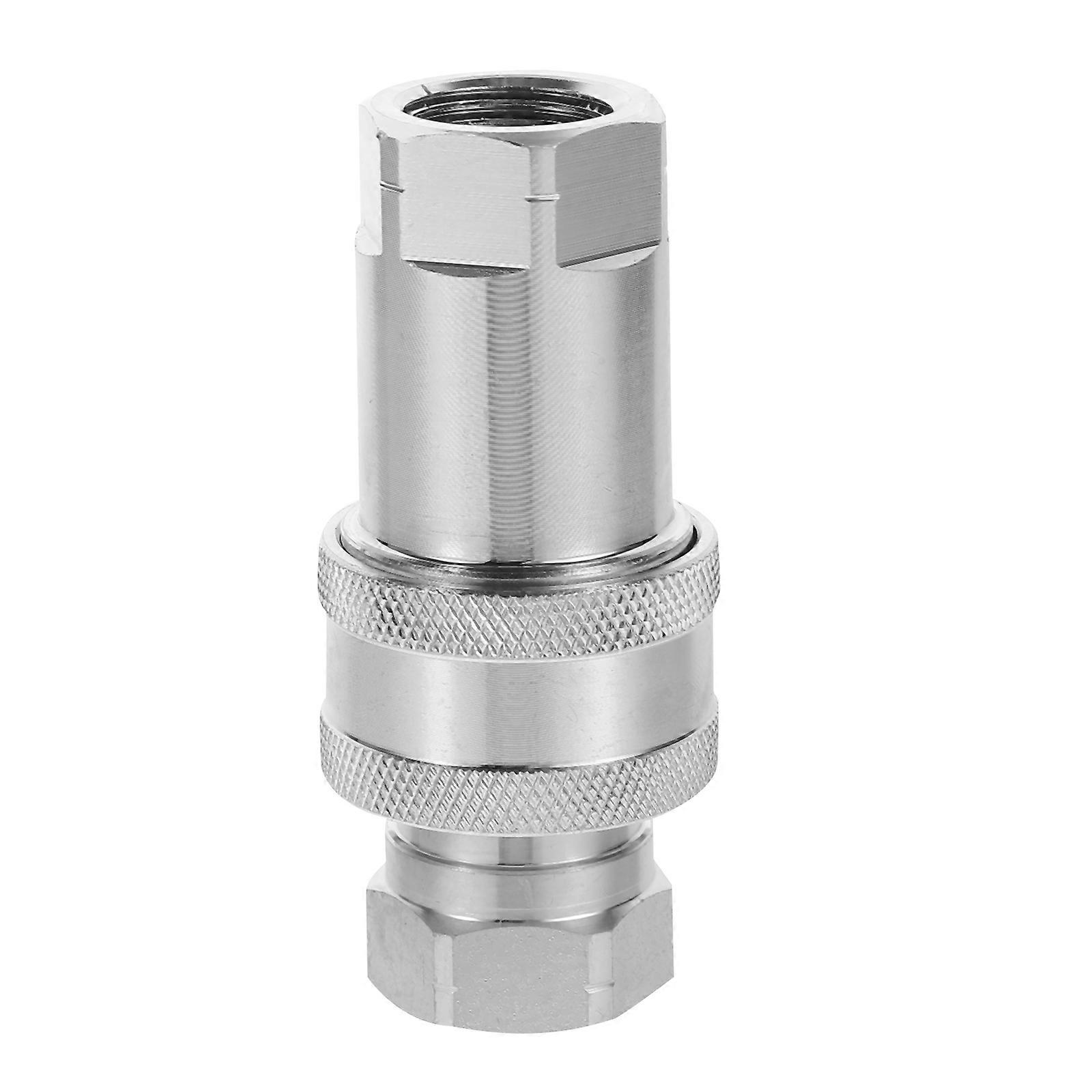 Hydraulic Fitting with Quick Disconnect Coupling 1/2 Inch NPT for Pipe Connection Valve Silver Color