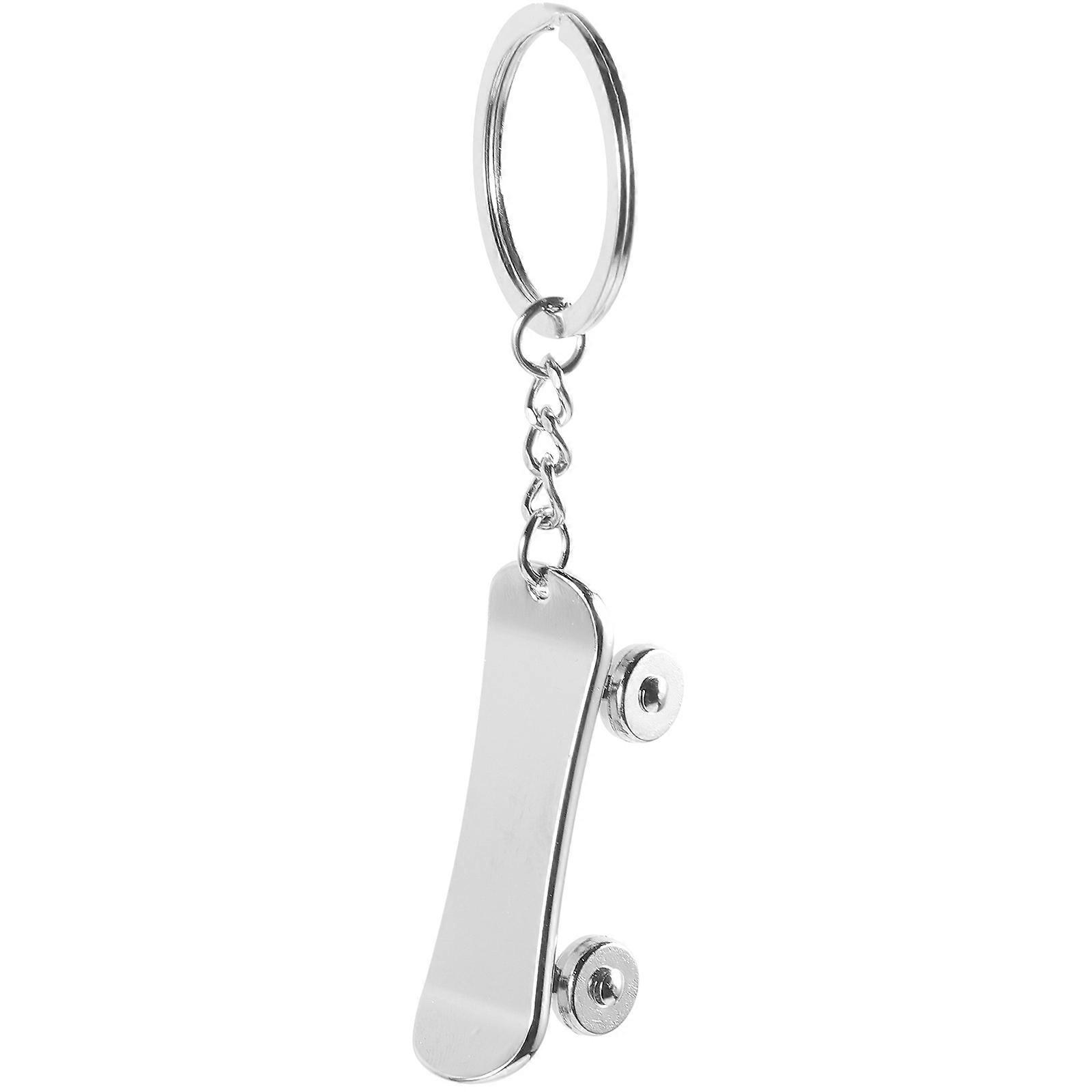 Skateboard Keychain Pendant Silver Zinc Alloy Retro Skateboard Keychain Hanging