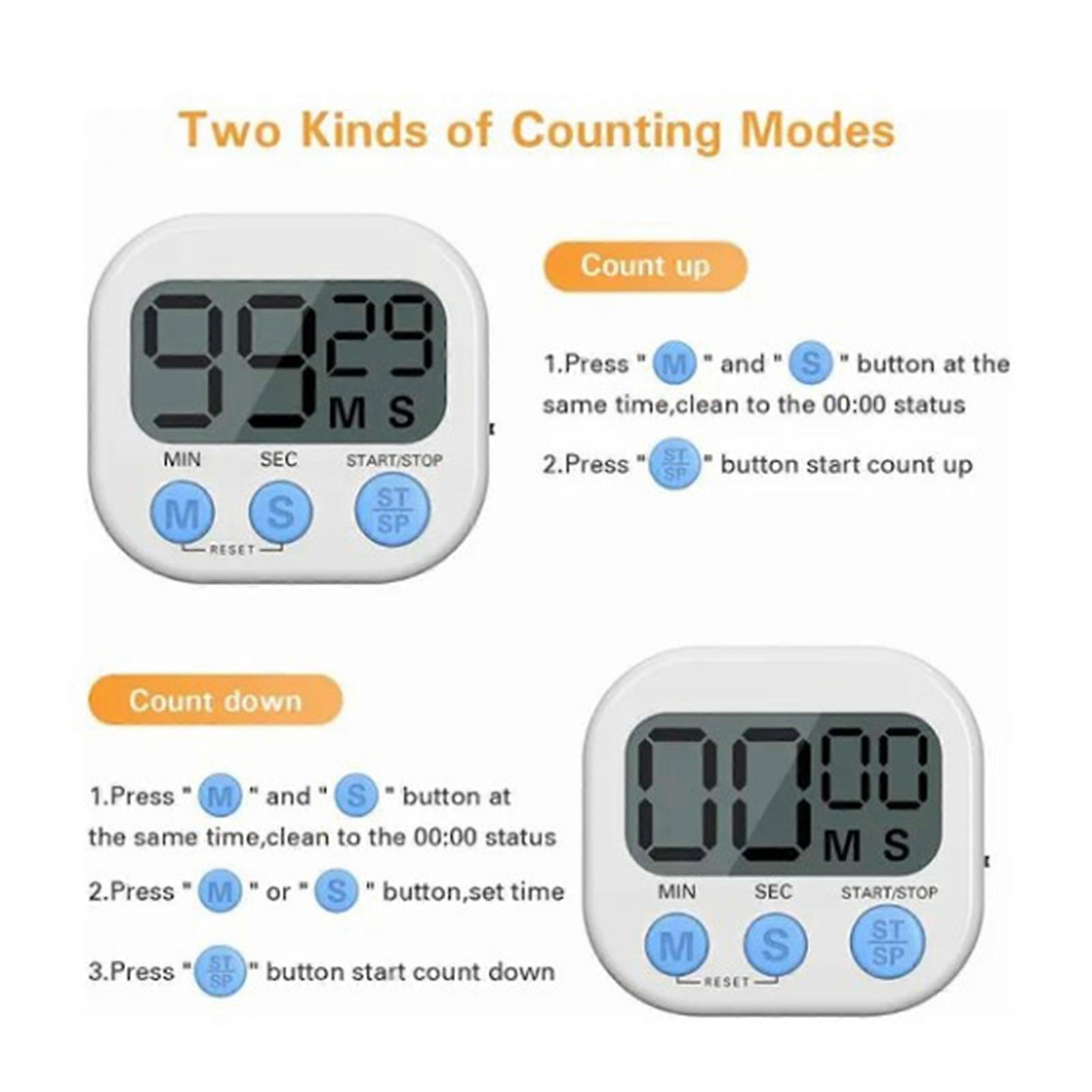 Kitchen Timer Large Screen Digital Display Multifunction Battery Powered Electronic Cooking Timer English Version 