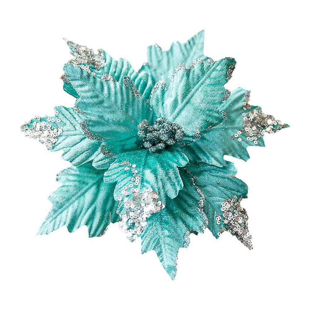 Christmas Flower Decorations Made of Cloth for Tree Ornament Green Color Lightweight and 1pc