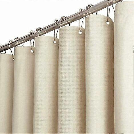 180x180 cm - Beige/Cream Fabric Shower Curtain, Textured Heavy Duty Polyester