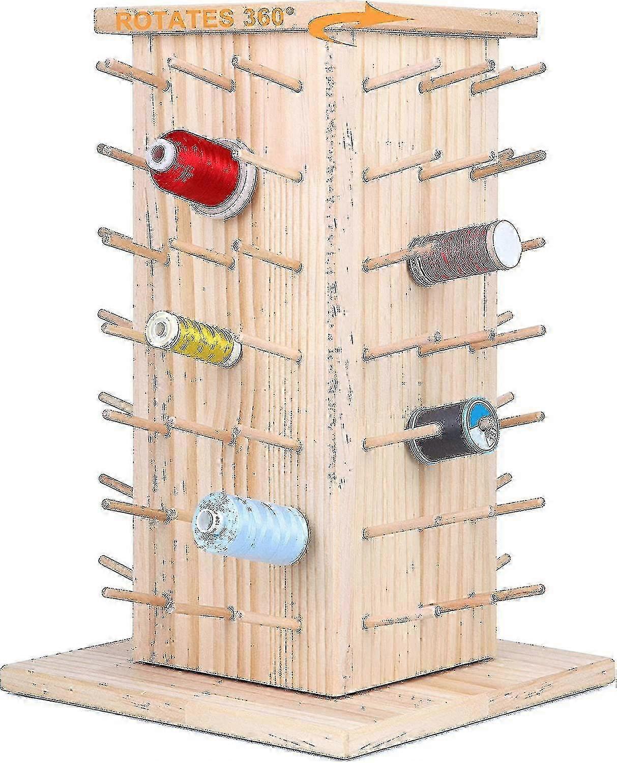 84 Spools Rotating Thread Organizer Wooden Storage for Sewing & Embroidery