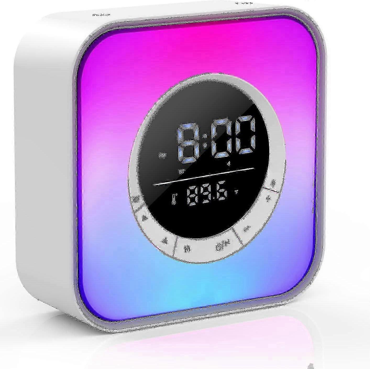 Bluetooth Alarm Clock with Temperature Display & 10 Color LED Light Teens
