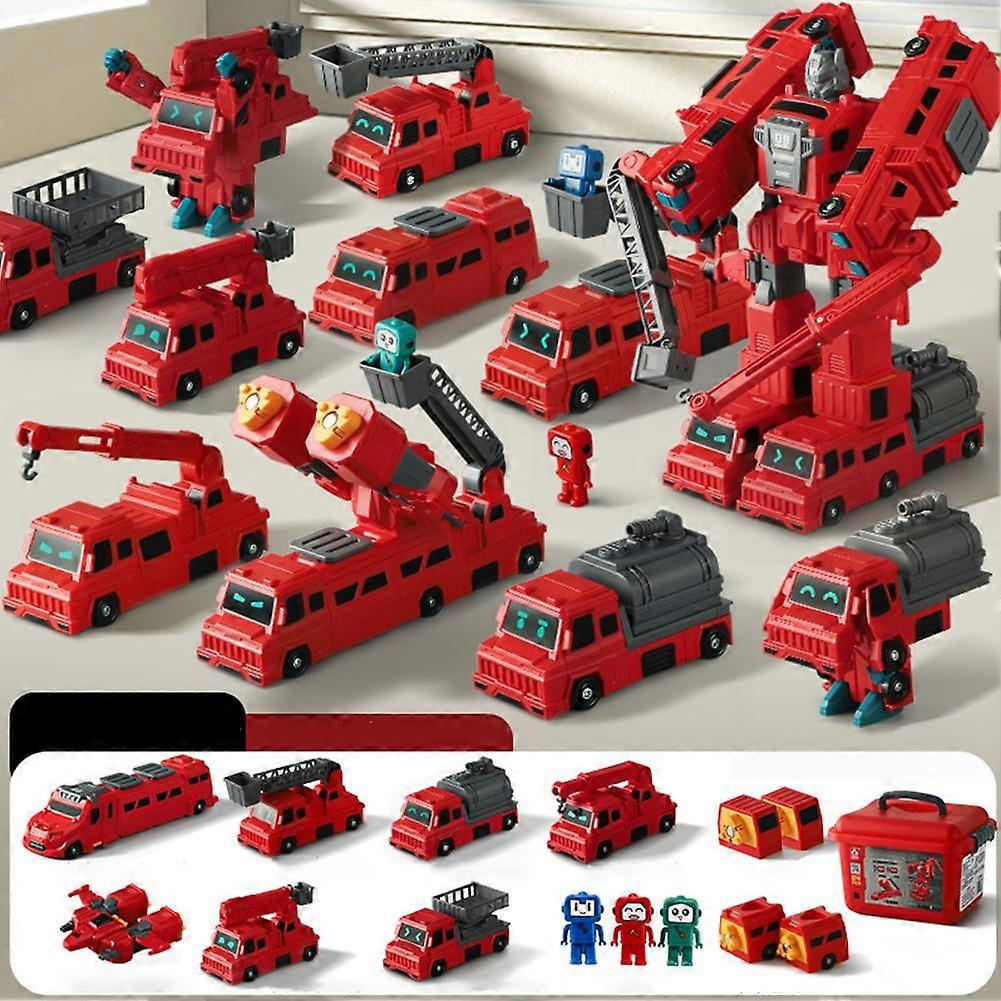 Modular Transforming Toy Set with Storage Box, Magnetic Cars and Trucks for Kids