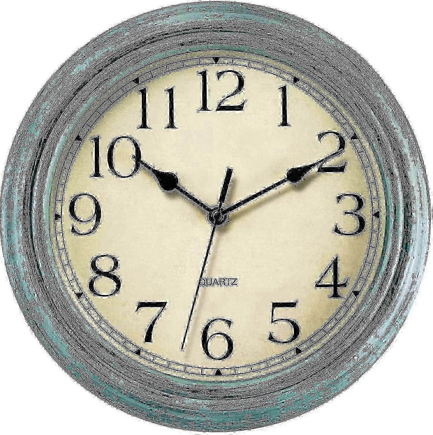 Wall clock silent no tick retro quartz 12 inches
