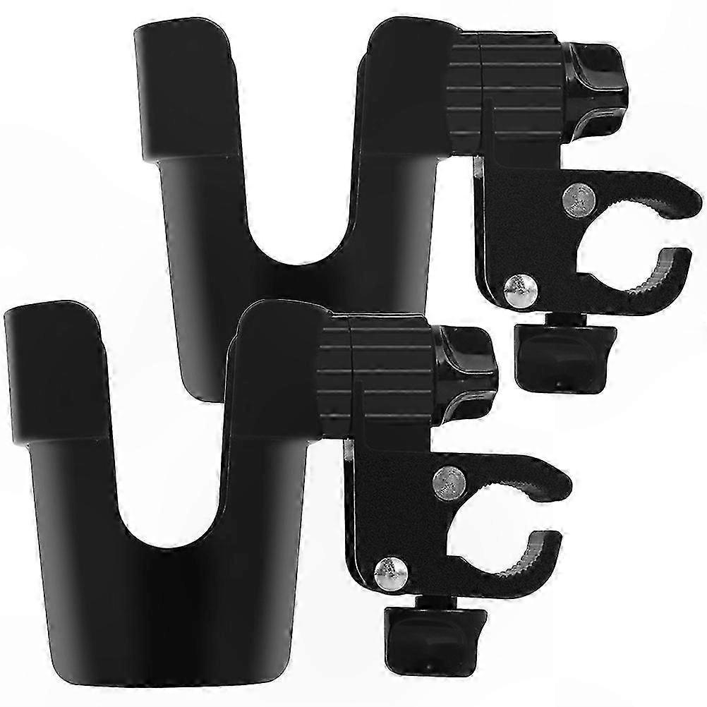 Black ABS Cup Holder Stand for Mic Stands, Bikes, and Strollers, Fits Most Cups and Bottles, 2 Pack