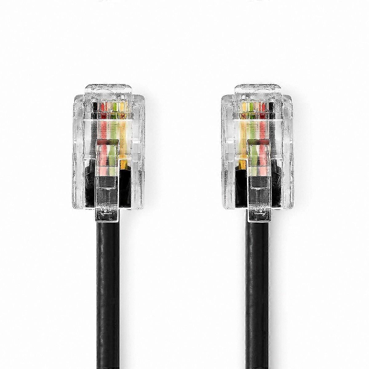 RJ10 - RJ10 電話ケーブル、5m、コイル状、黒色、標準コネクタと互換性あり