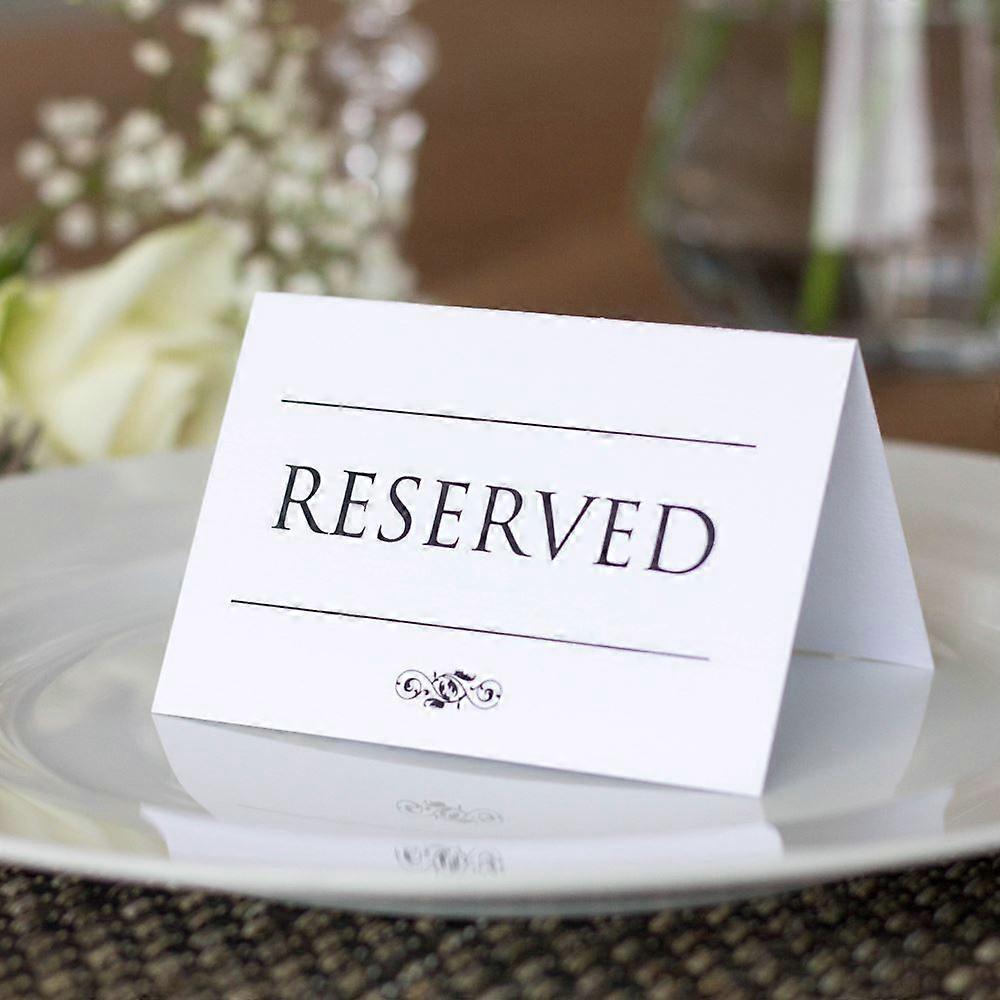 Reserved Wedding Card Set of 4 RESERVED signs White and Black Traditional