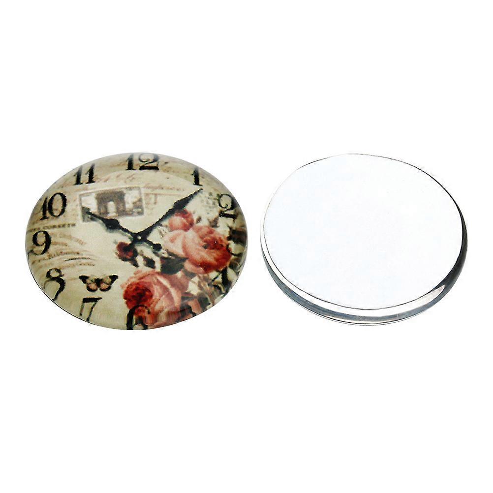 Glass Cabochons Round Clock Pattern for Jewelry Making 20Pcs Mixed Color