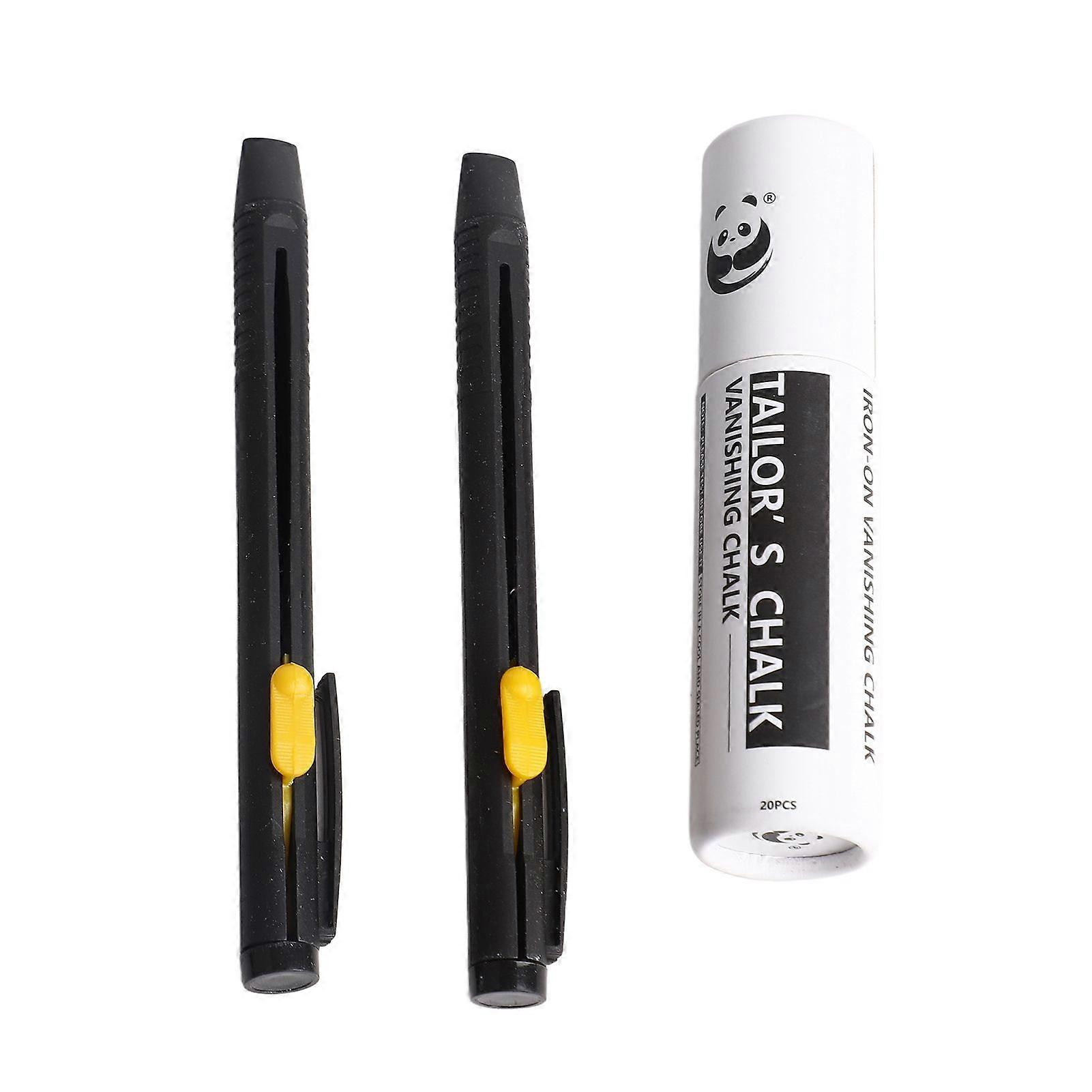 2pcs Sewing Chalk Pencils Sharpening Free Plastic Tailor's Chalk Pencils with Refills for Craft Sewing Marking