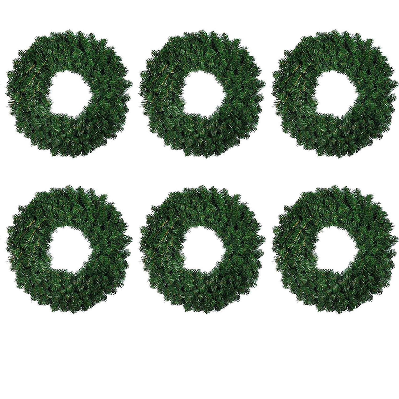 6 Pcs Green Artificial Pine Wreath Garland for Front Door Window Fireplace