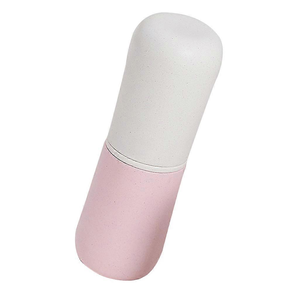 Travel Toothbrush Storage Box Toothbrush Container Daily Use Bamboo Fiber Pink for Clean Keeping 1Pack