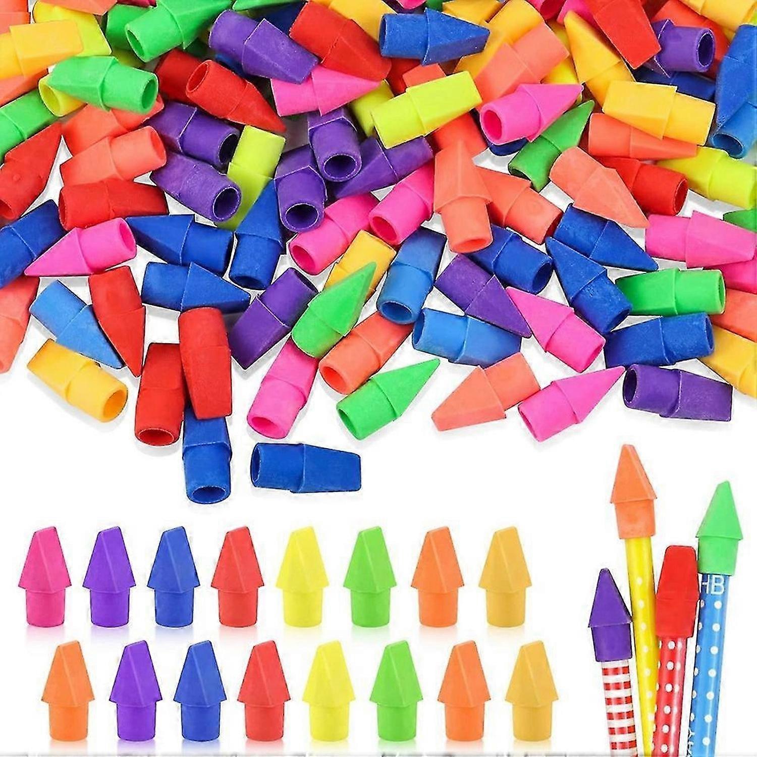 500PCS Caps Pencil Erasers Chisel Shape Pencil Eraser Caps