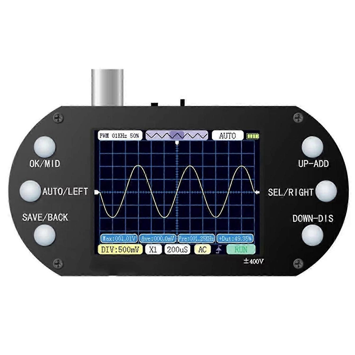 Mini Handheld Digital Oscilloscope 2.5MHz Sample Rate 500KHz Bandwidth Support AUTO 80Khz PWM for El