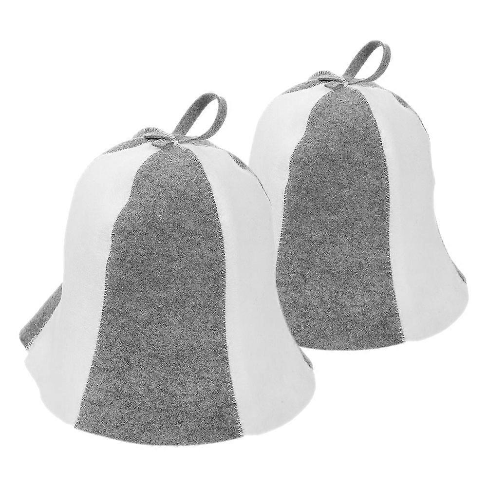 Sauna Accessories Hat 2Pcs Stylish Grey Felt Sauna Cap For Unisex Bathing And Steam Room Use Adjustable Fit