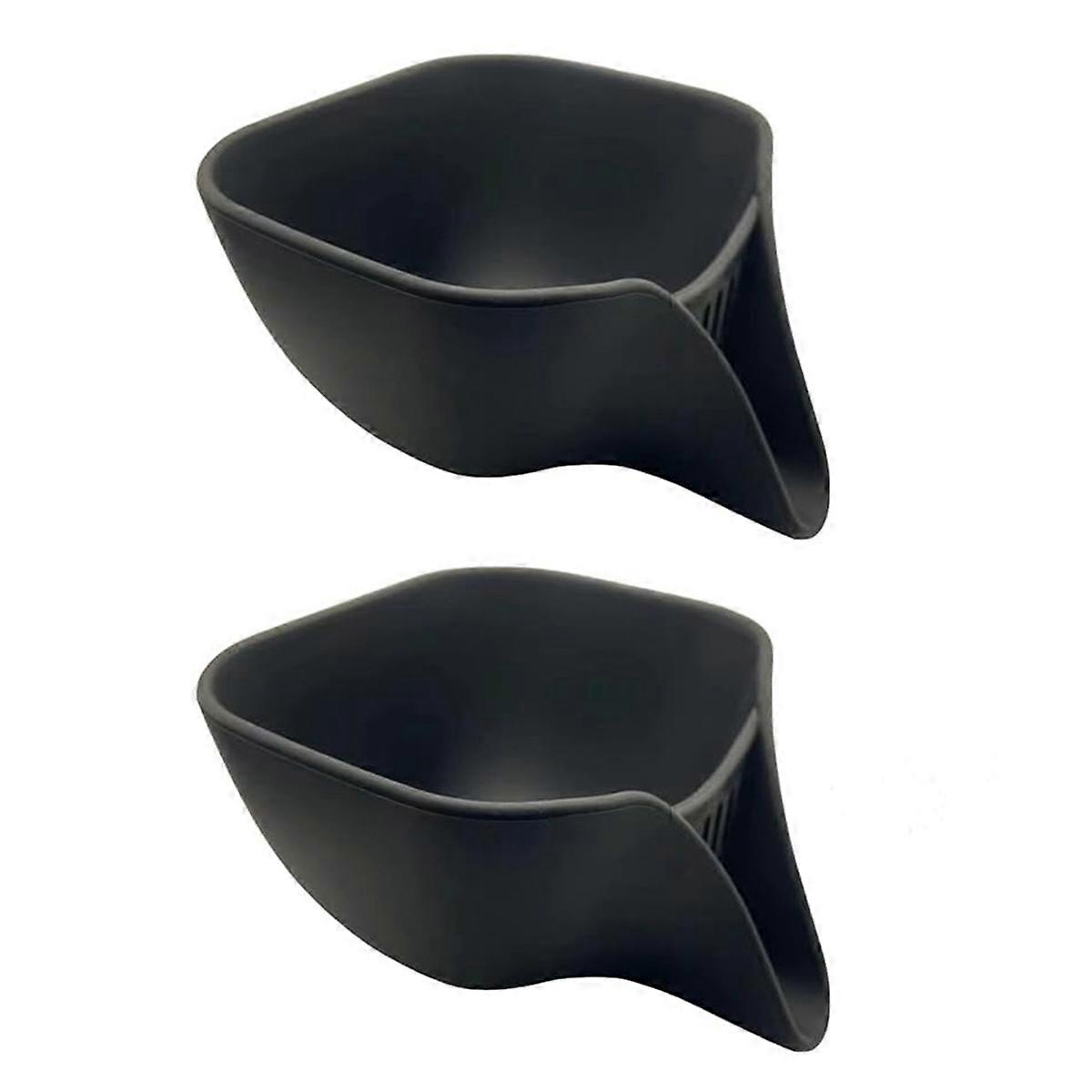 2Pcs Multi-Function Water Filter Basket With Spout,Drain Basket,Black