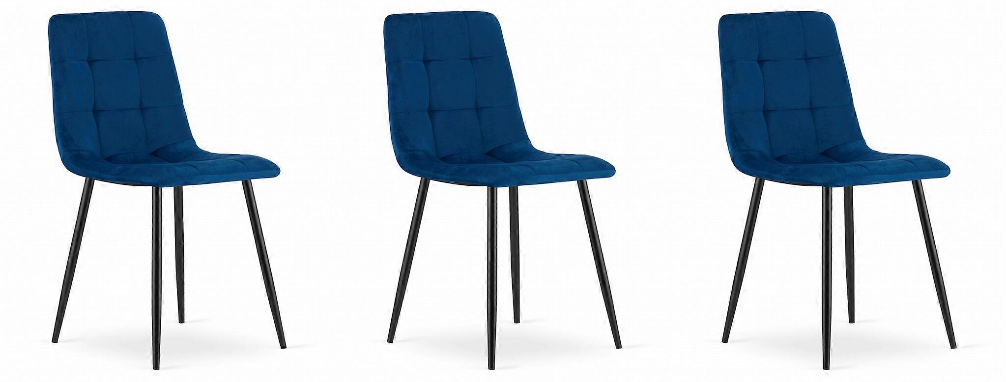 Esszimmerstuhl - marineblau - Samt - 3 Stück