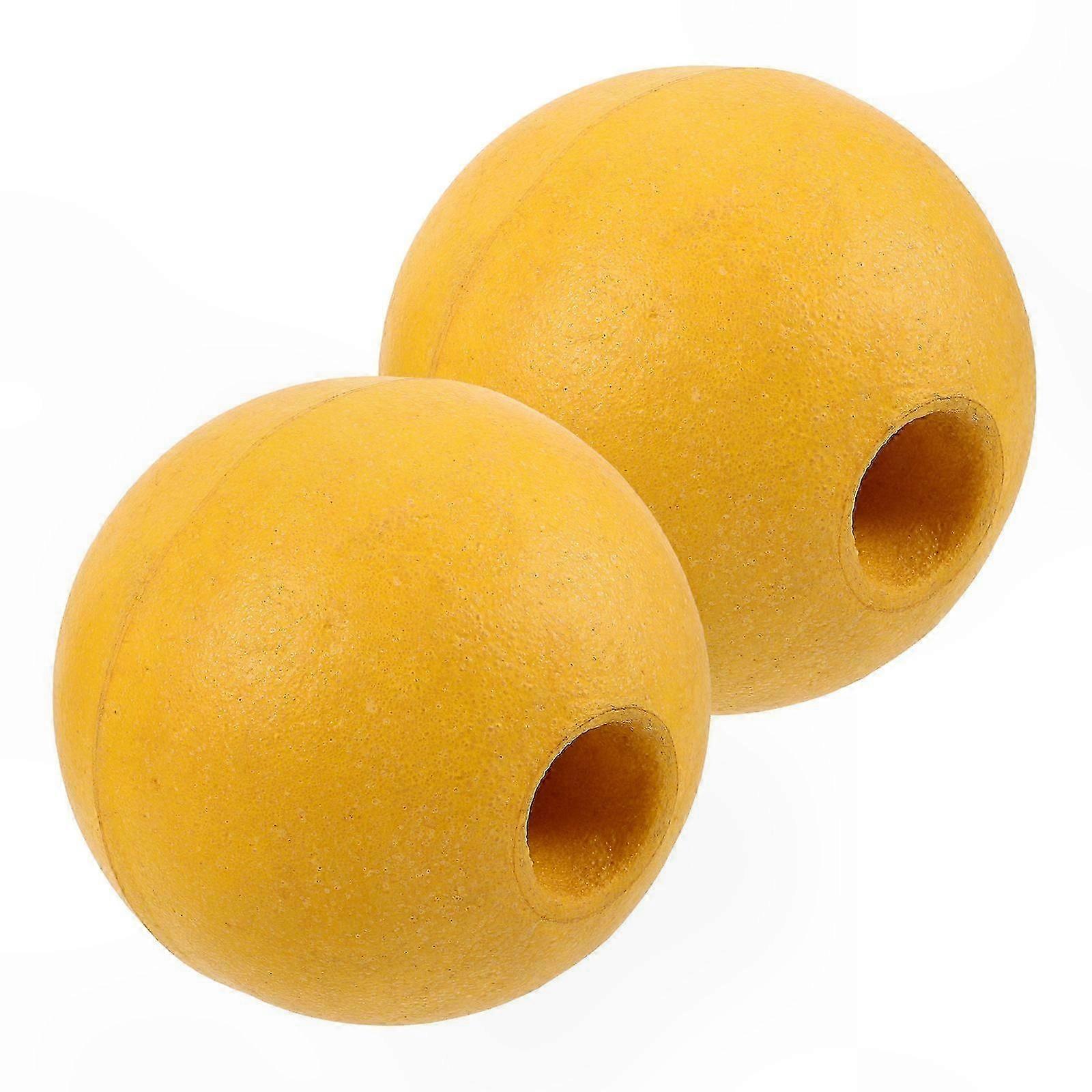 Yellow Fishing Floats with Rope, Marine Net Accessories for Professional Use, 15x15x15cm, 2 Pieces