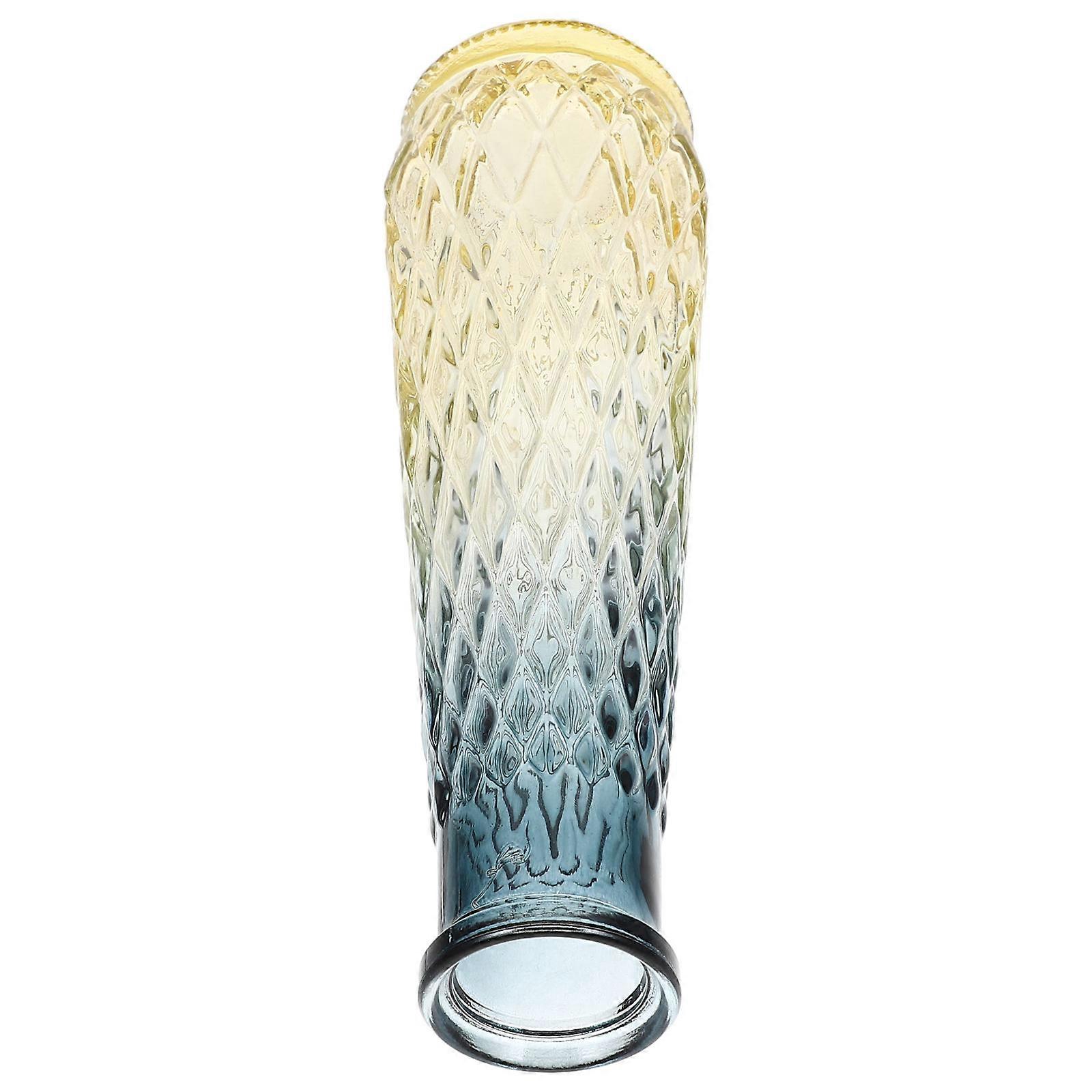 3Pcs Glass Vase Set for Home Decorative Use Embossed Yellow Gradient Vase