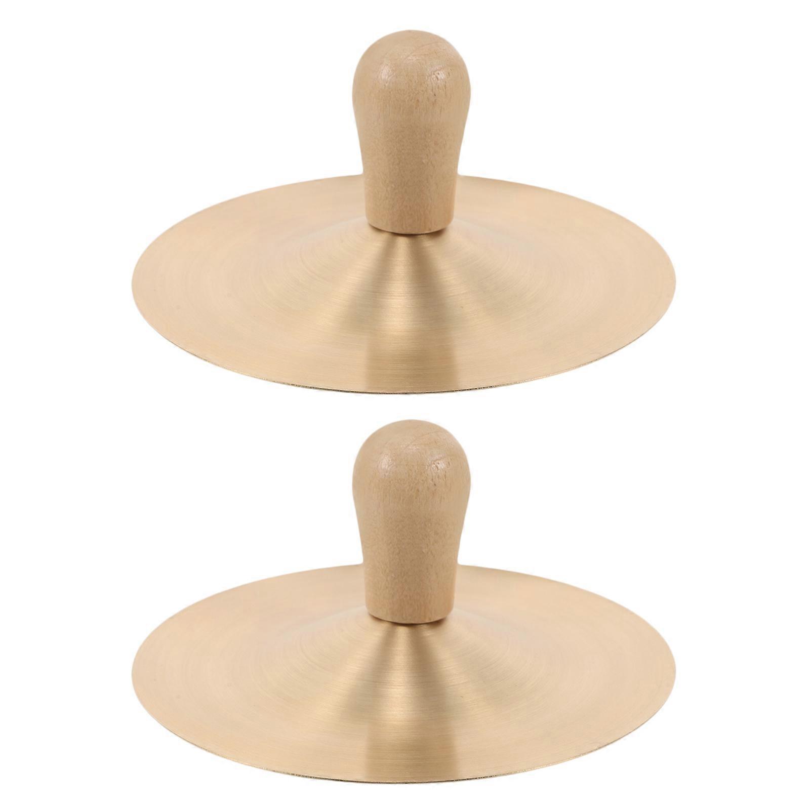 Portable Mini Hand Cymbals for Dance Party with Wood Handle 3Pairs