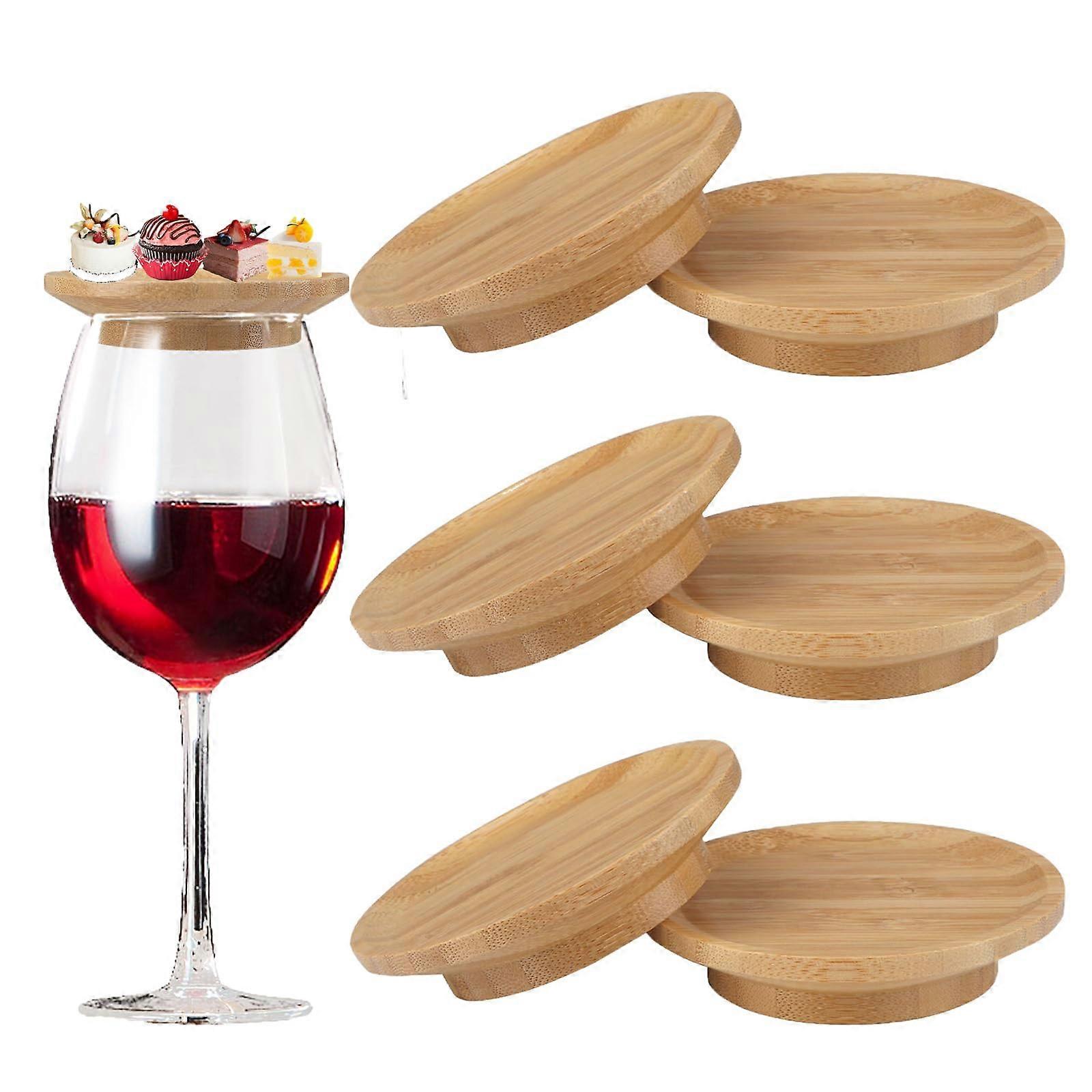 Wine Glass Charcuterie Topper Set of 6 Bamboo Covers Prevent Red Wine Splash For Appetizers Desserts