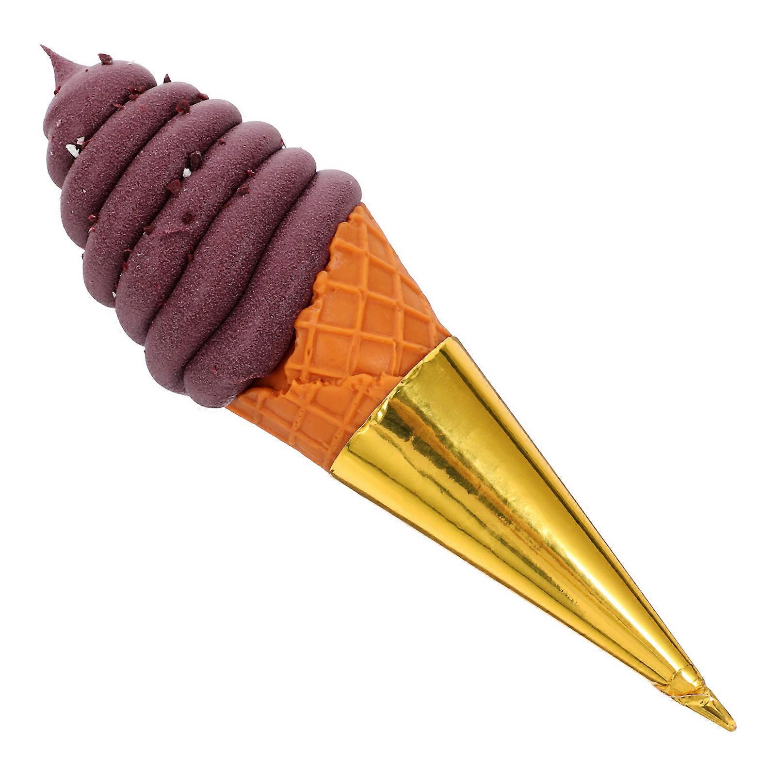 Fake Ice Cream Cone Artificial Ice Cream for Decor One Piece Brown PVC