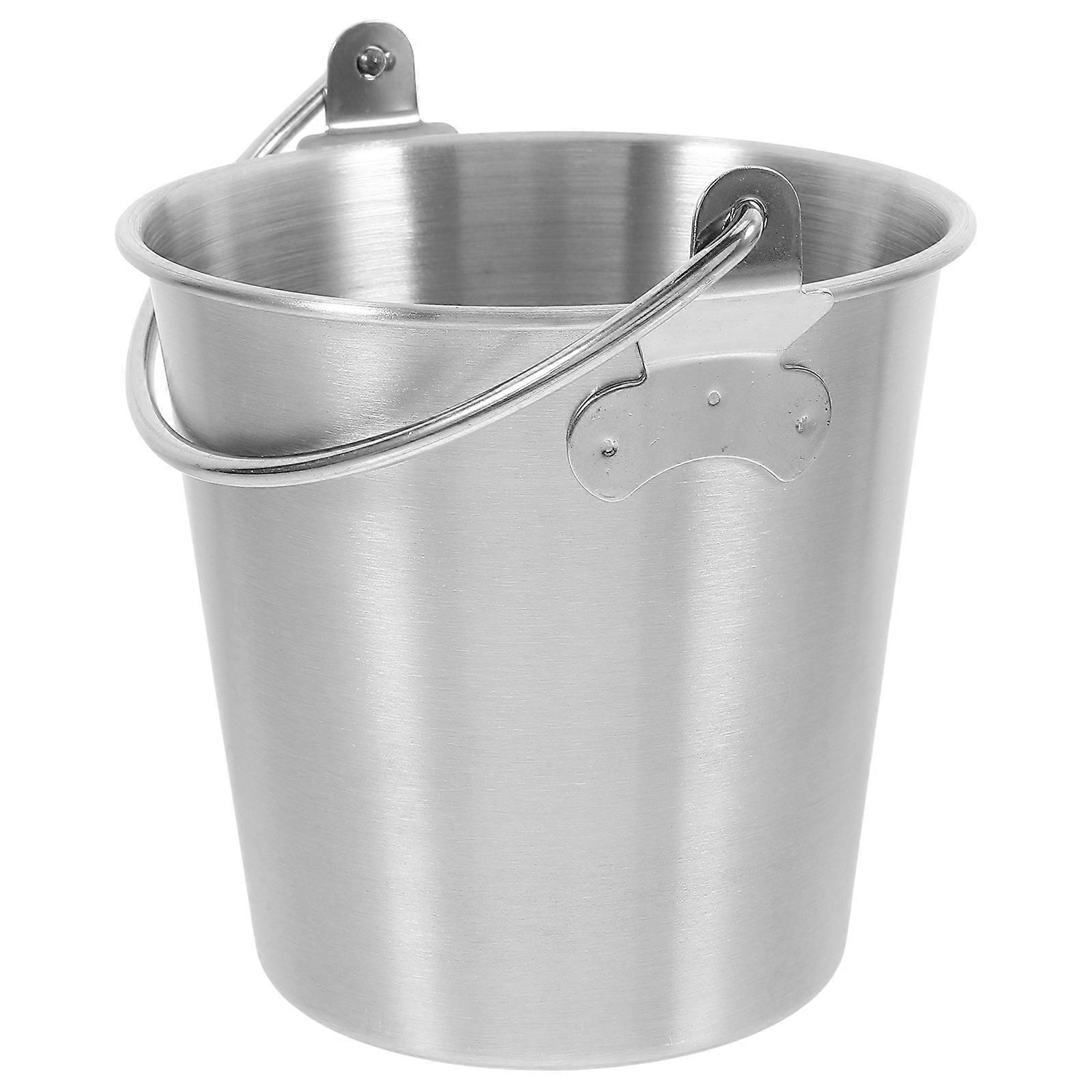 Stainless Steel Fries Bucket Food Serving Container For Wine Beer Beverages Silver Portable Handle 1Pack