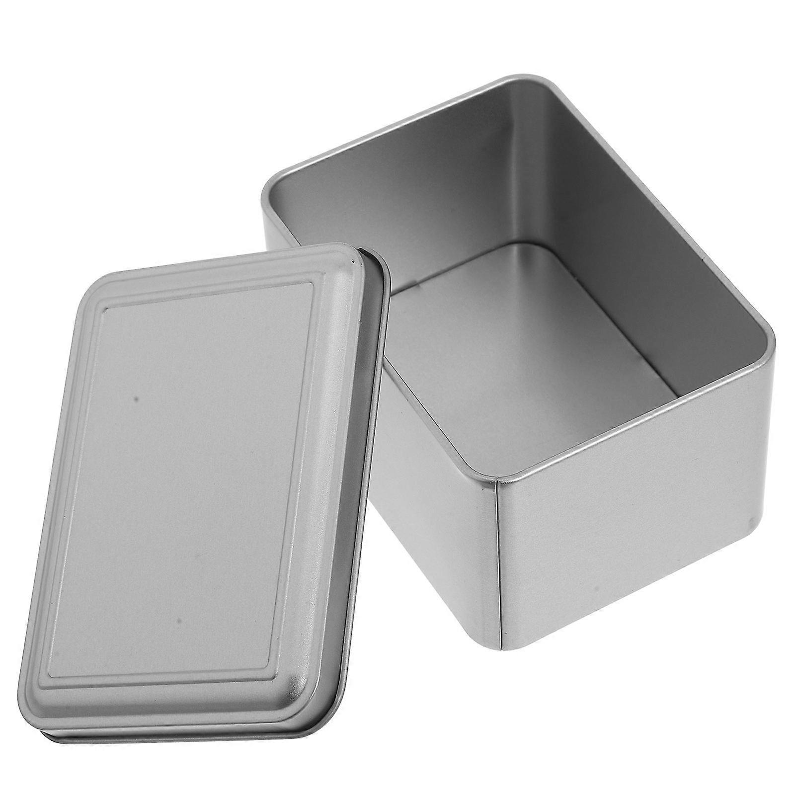 Silver Biscuit Tins Decorative Rectangular Tinplate Box for Cookies 4Pcs