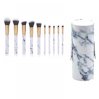 Veeki 10PCS Makeup Brushes Professional Marble  handle Brush Set, Soft and Odor-free Natural Synthetic Bristleswhite grey