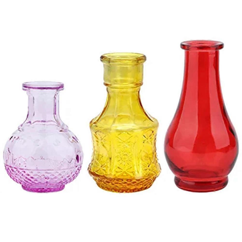 Small Vases for Flowers Embossed Glass Vase Decorative 3Pcs Set