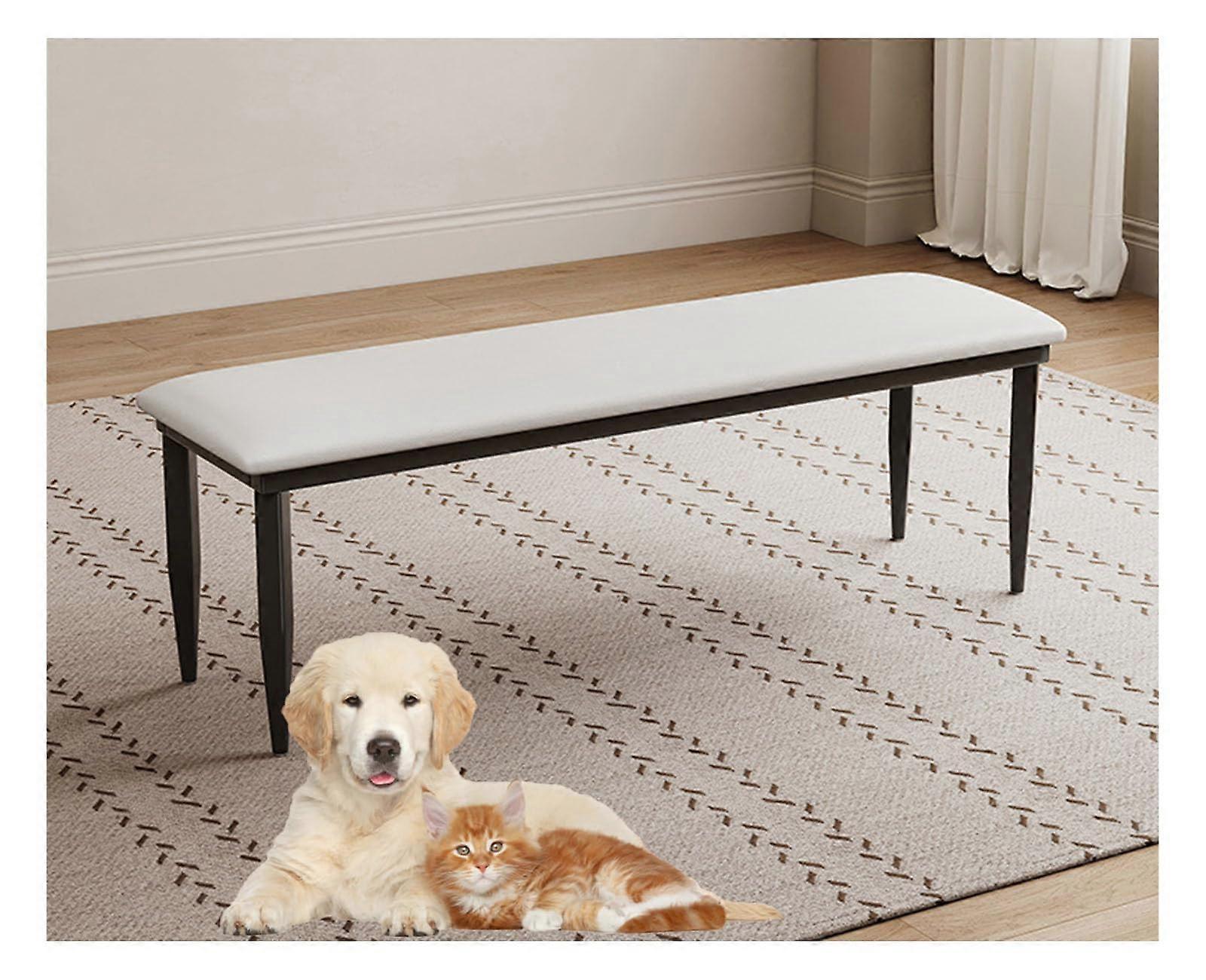 Entryway Bench Steel Frame White 100X30X48 Cm Non Slip Foot Pads Hallway Bedroom Stable