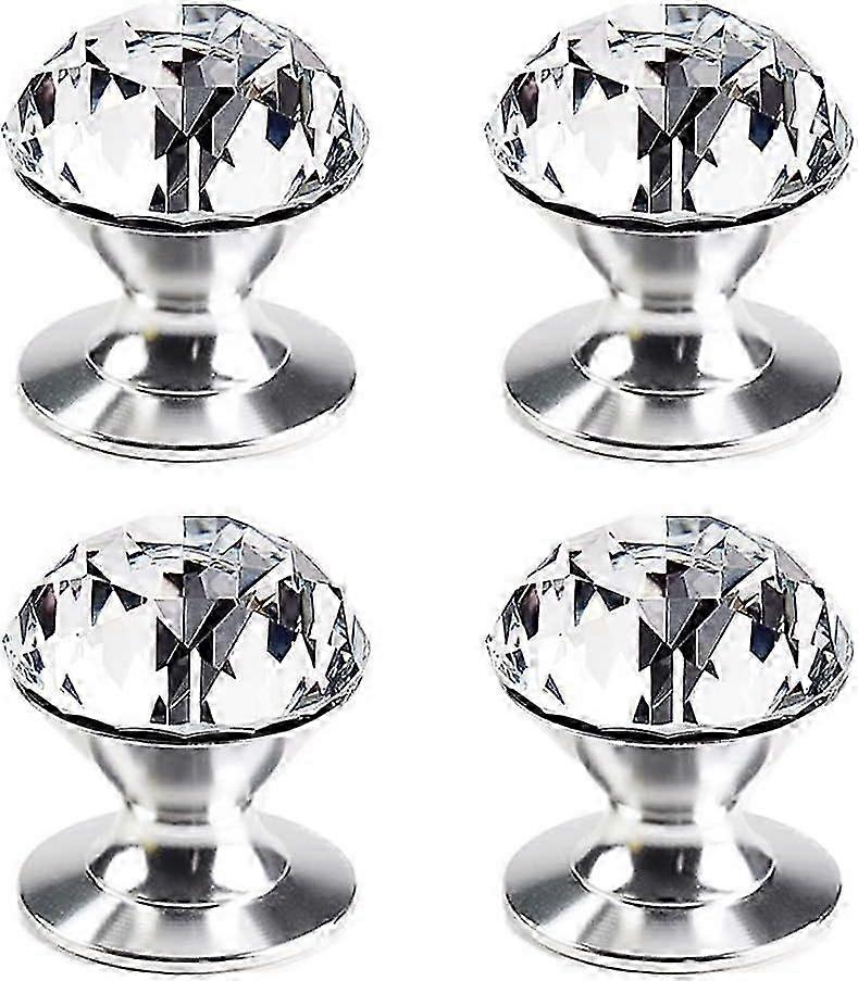 2025 4pcs Crystal Self Adhesive Knobs Aluminum Self Adhesive Knob Pull Handle Self Adhesive Handle Removable Replacement Knob