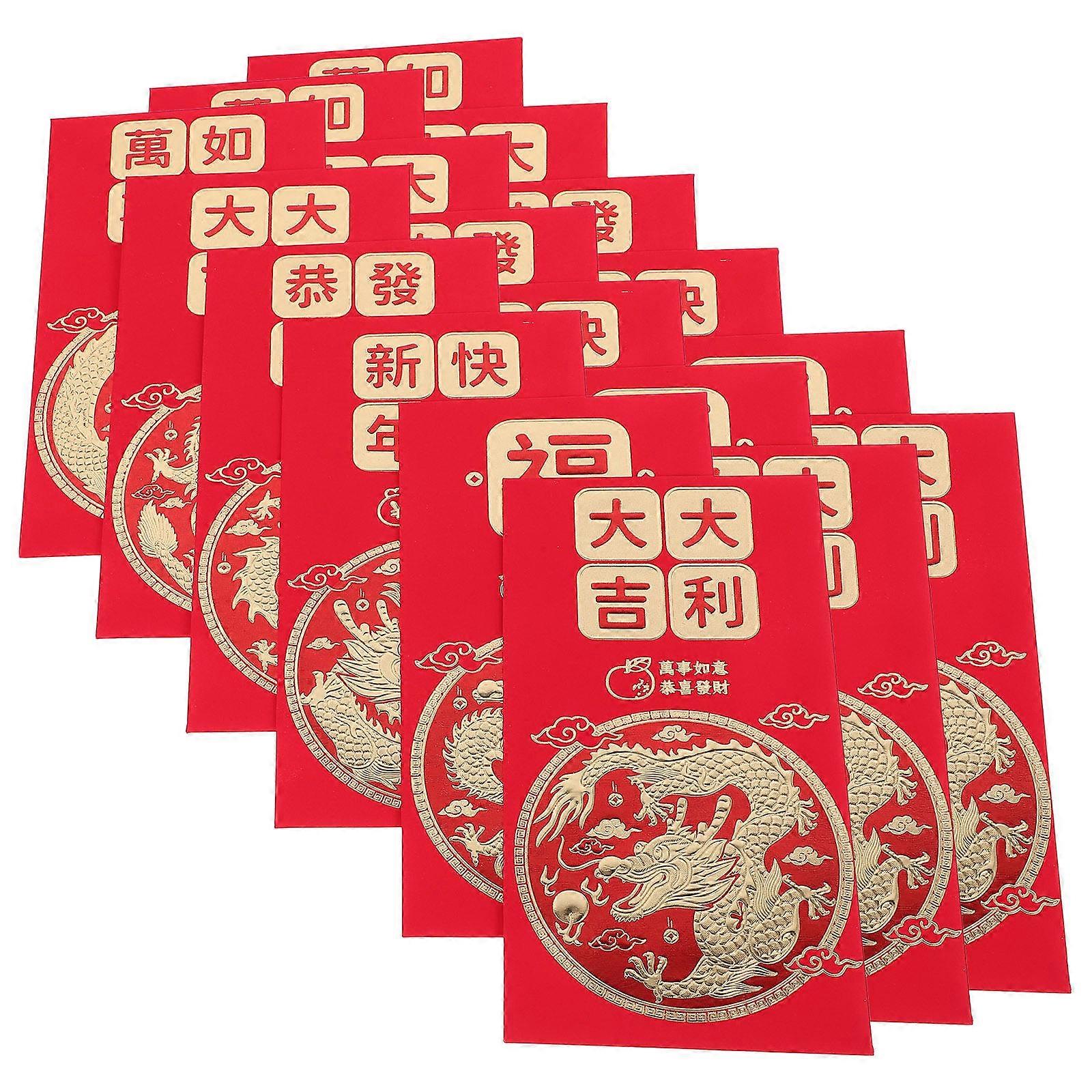 Chinese Red Envelope Dragon Design for New Year 60Pcs Assorted Colors