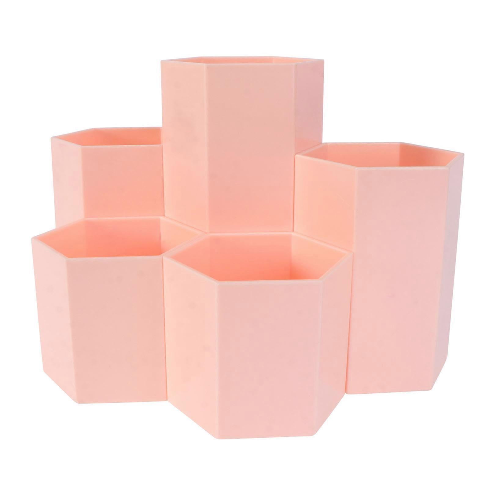 Office Brush Pot Hexagon Pen Holder for Desktop Organization 2Pcs