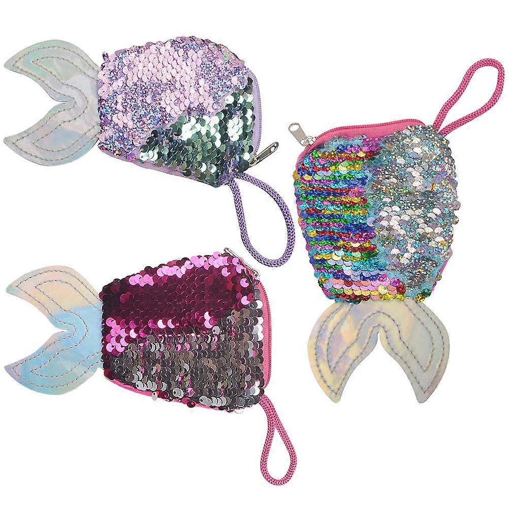 Mermaid Tail Sequin Wallet 9 Pcs Perfect For Girls Storage Accessories Suitable For Birthday And Christmas With Zipper Closure Design