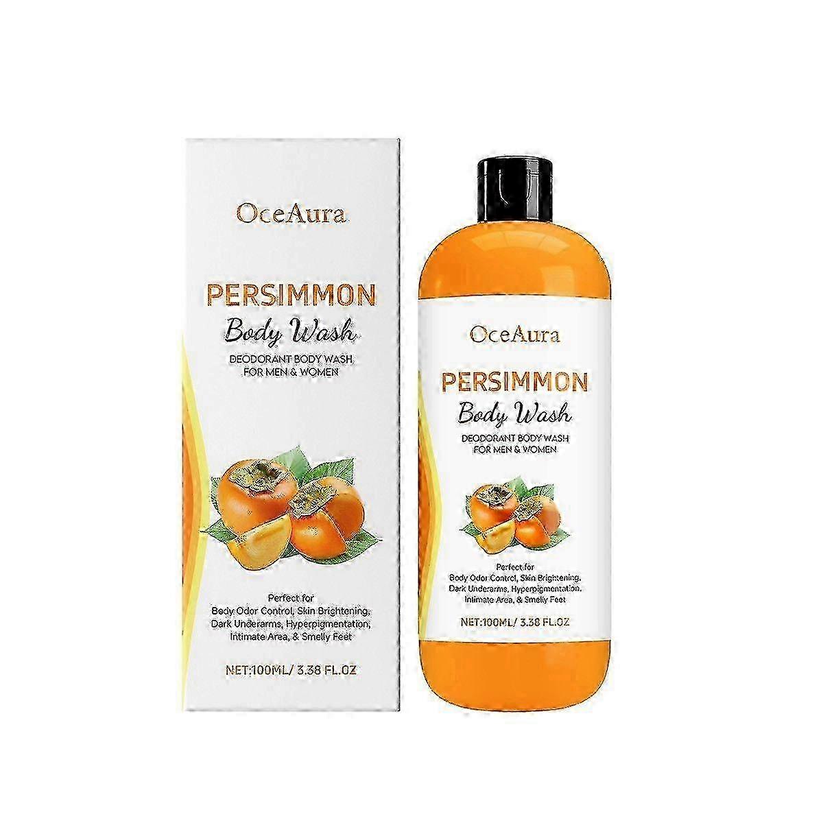 Persimmon Body Wash for Body Odor Control - Purifying Deodorizing Soap for Eliminating Odor - Underarms, Intimate Inner Thigh, Bikini Area