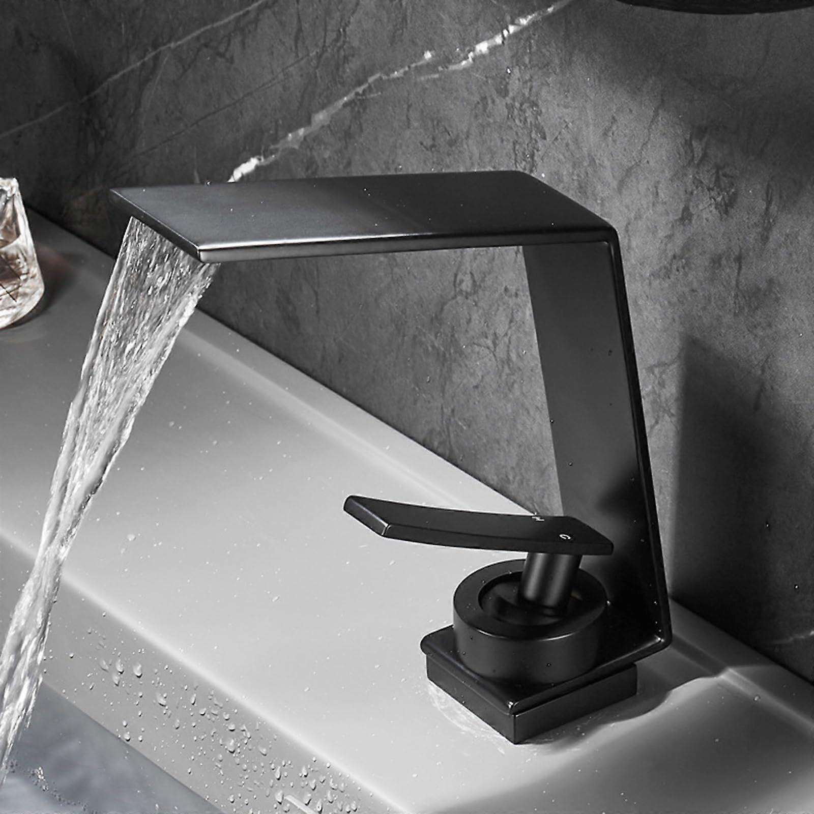 Waterfall Taps For Bathroom Sink Black Mixer Tap Single Lever Basin Mixer Tap