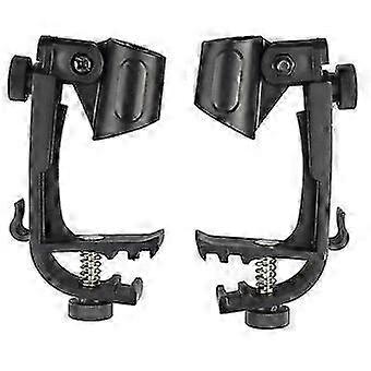 Microphone Holder, 2 Pcs Adjustable Clip On Mic Clamp for Drum Set, Black