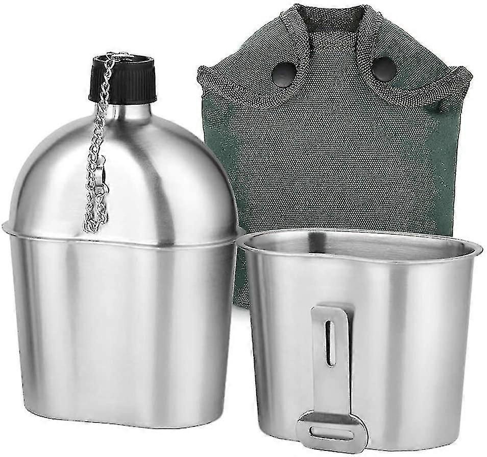 Vojenská jídelna Kit 2ks 1000ml 600ml nerezová ocel Vojenská jídelna Pohár Set s krycí taškou