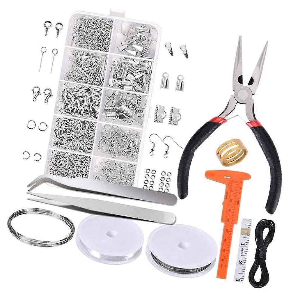 Jewelry Making Findings Kits Starter Pliers Beads Rings Hooks For Beginners Assorted Tools