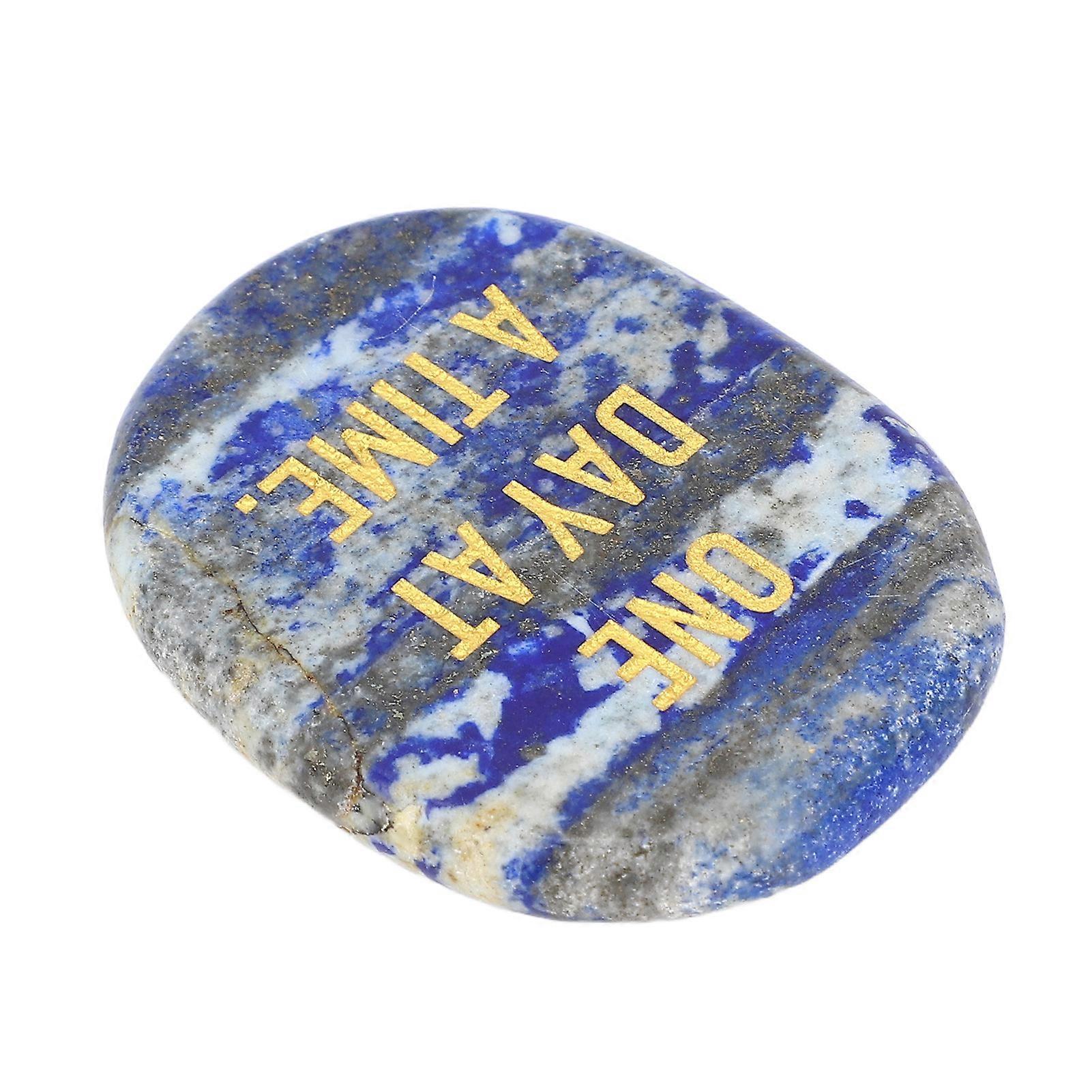 Worry Stone One Day At A Time Inspirational Enhance Confidence Give Power Thumb Stone for Anxiety Lapis Lazuli 