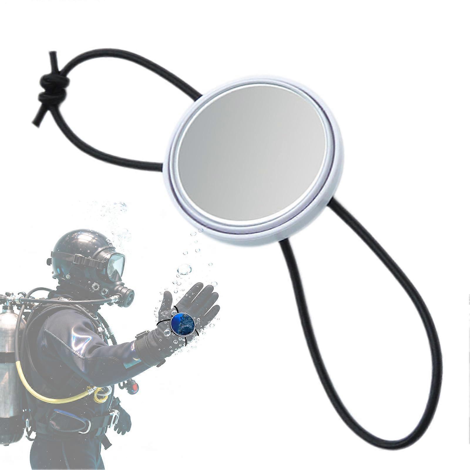 Diving Hand Strap Mirror Adjustable Portable Convex Mirror With Strap For Underwater Inspection Snorkeling Cave White