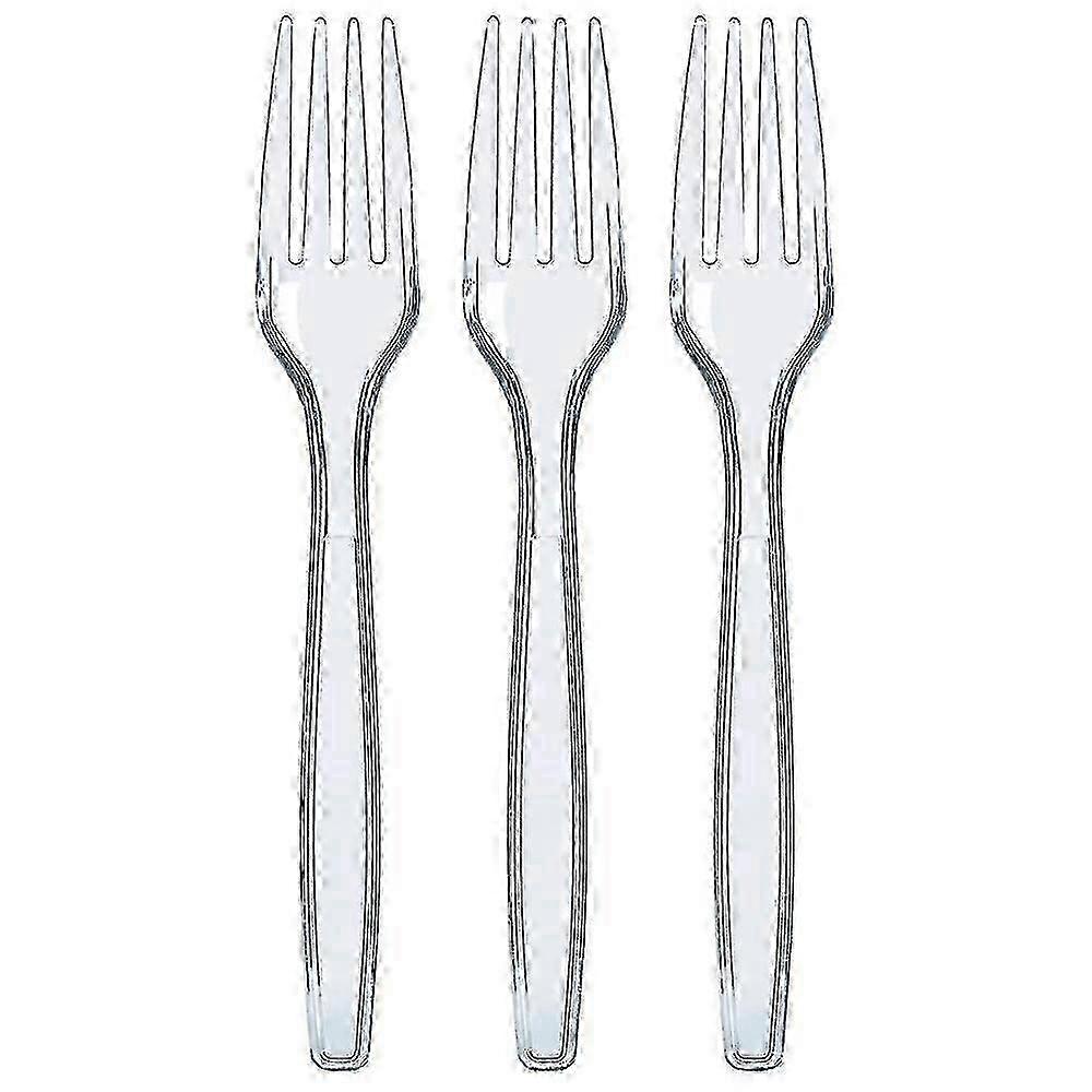 Disposable Clear Plastic Cutlery - Heavyweight Forks (100 Count)