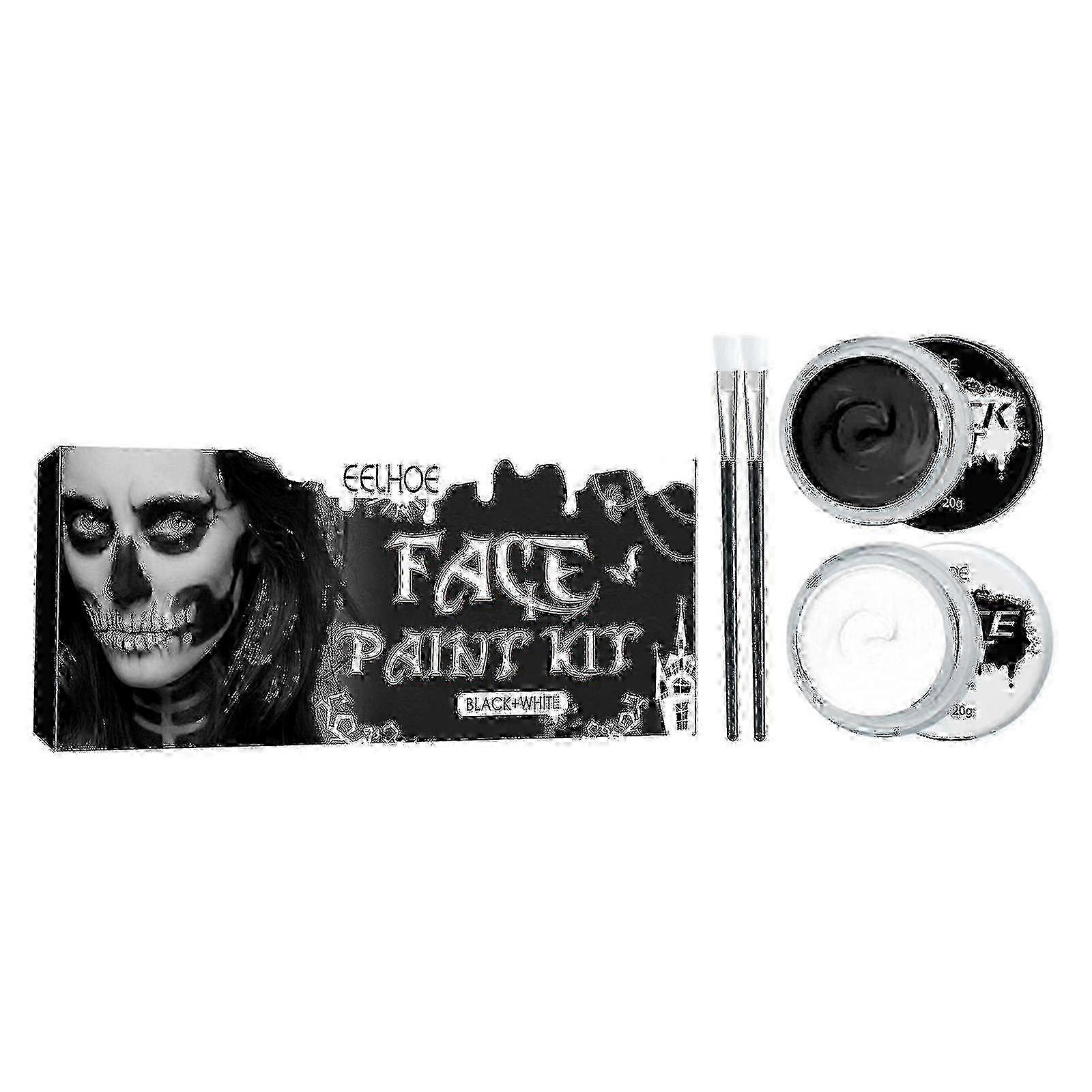 Eelhoe Halloween Sort / hvid Kropsmaling Kropsmaling Vampire Zombie Skull Ansigtsmakeup maling