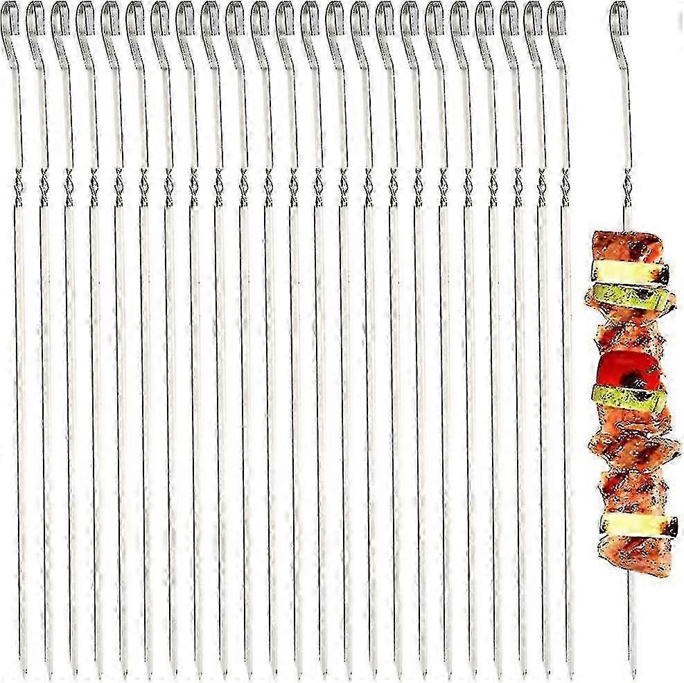 20pcs/12pcs Kabob spyd, flat metallgrillspyd rustfritt stål pinner gjenbrukbare