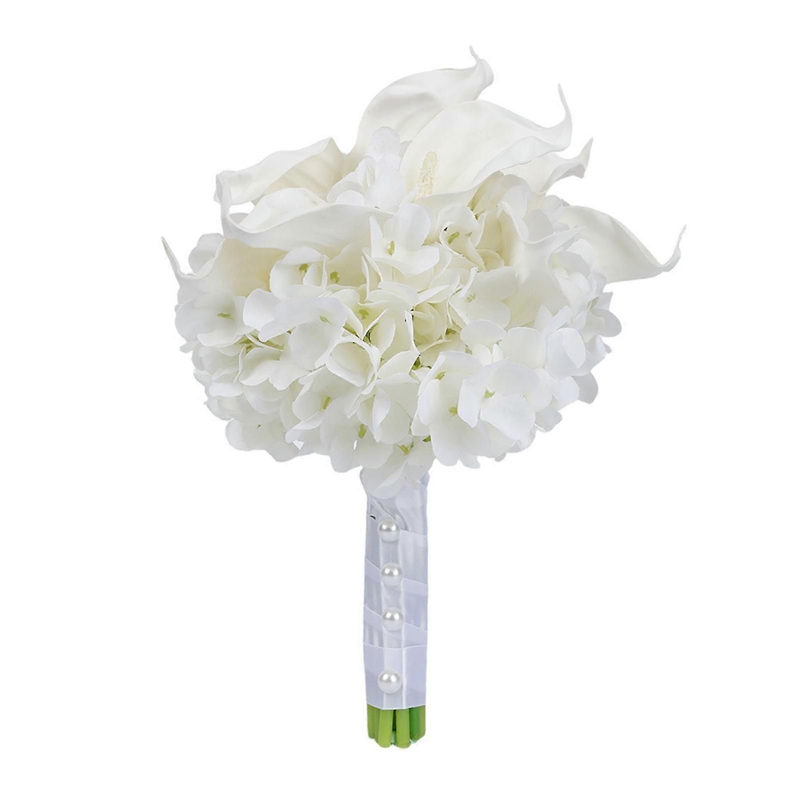 User Friendly Silk Hydrangea Calla Lilies Artificial Wedding Bouquets For Bride Efficient Floral Arrangement Multicolor