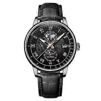New Fashion Three Eyes Calendar Star Moon Fashion Men's Watch Men's Belt
